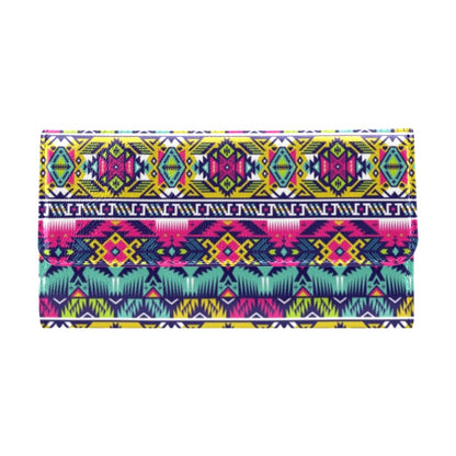 Indian Navajo Color Themed Design Print Women's Trifold Wallet