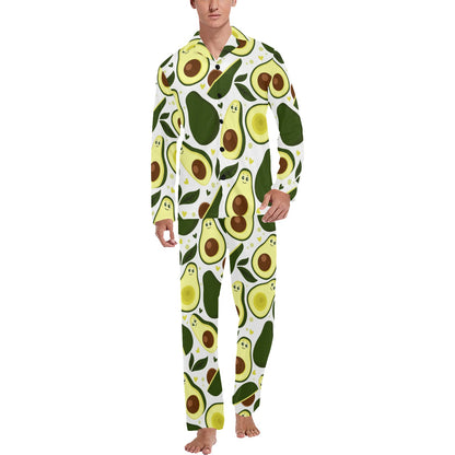 Avocado Pattern Print Design AC06 Men's Long Pajama Set