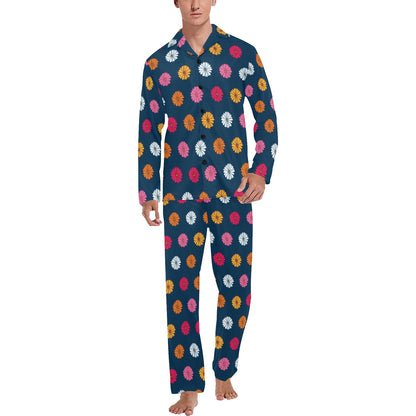 Gerberas Pattern Print Design GB06 Men's Long Pajama Set