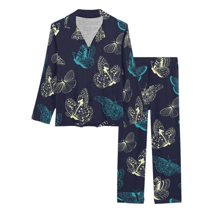 Monarch Butterfly Pattern Print Design 01 Women's Long Pajama Set