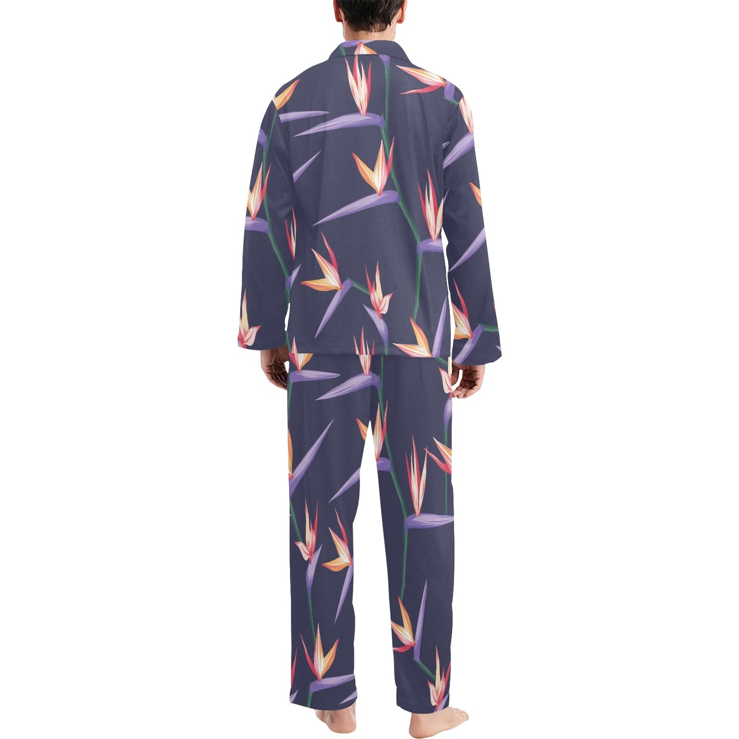 Bird Of Paradise Pattern Print Design BOP015 Men's Long Pajama Set