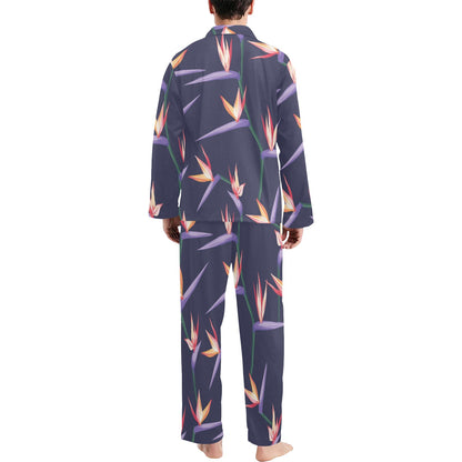 Bird Of Paradise Pattern Print Design BOP015 Men's Long Pajama Set