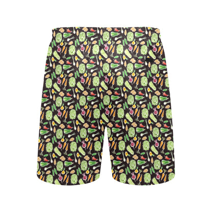 Vegan Draw Themed Design Print Men's Swim Trunks Beach Shorts
