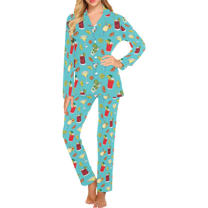 Cocktail Pattern Print Design 05 Women's Long Pajama Set