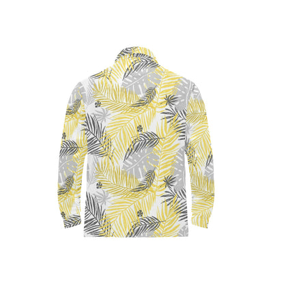 Palm Leaves Pattern Print Design PL012 Long Sleeve Polo Shirt For Men's