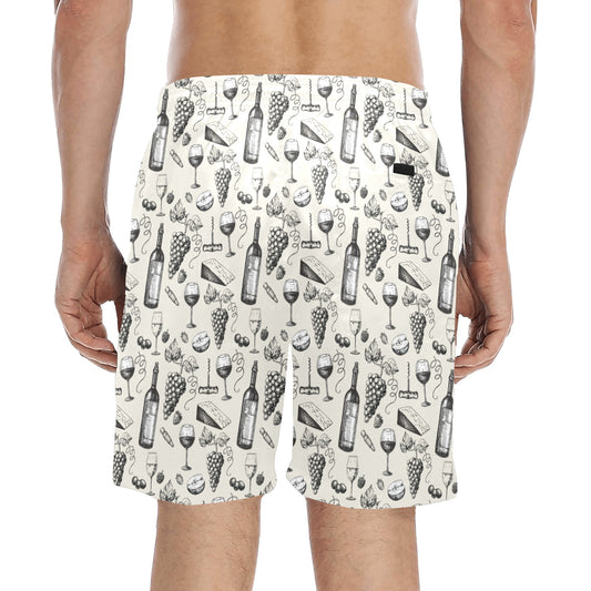 Wine Themed Print Design LKS306 Men's Swim Trunks Beach Shorts