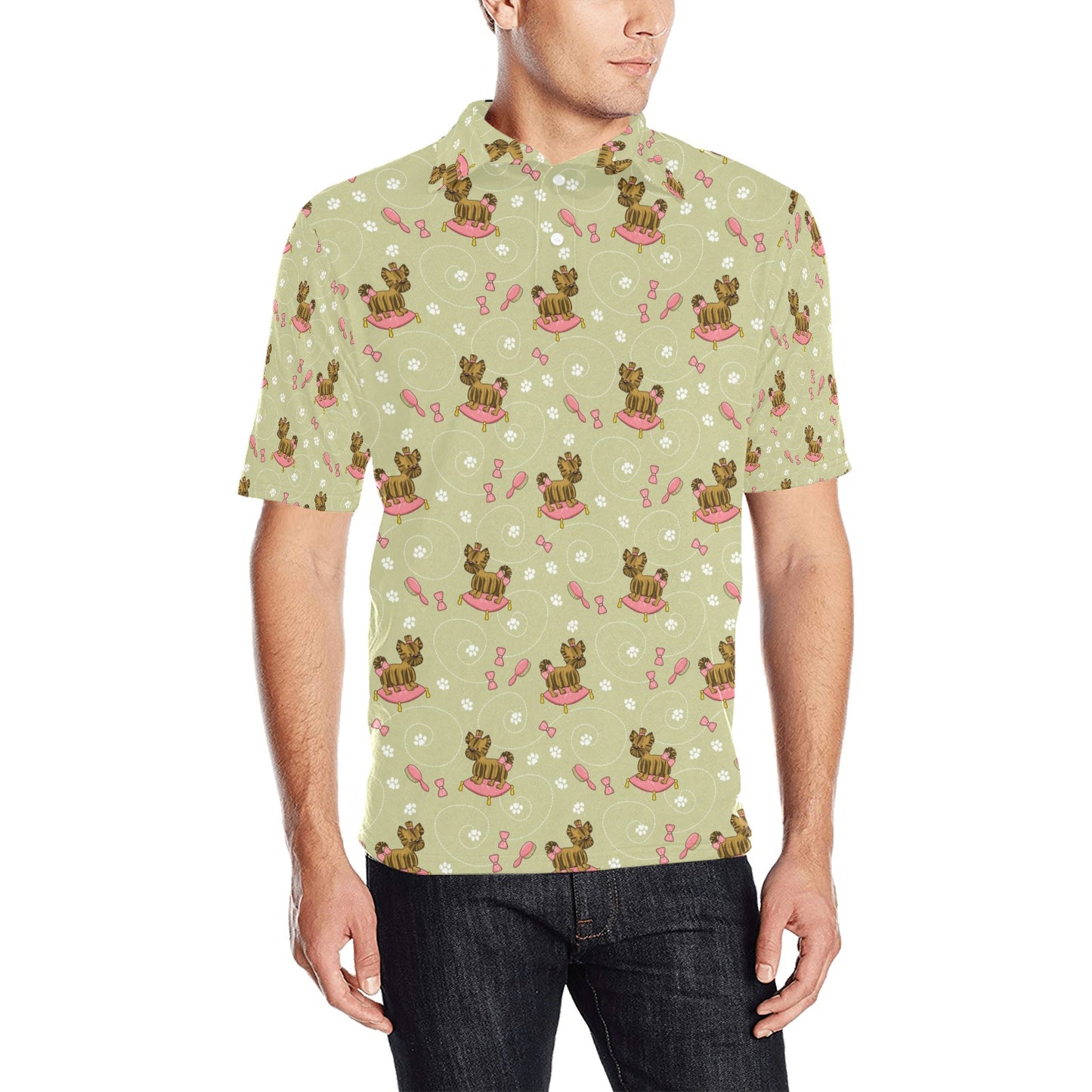 Yorkshire Cute Terriers Print Design LKS301 Men Polo Shirt