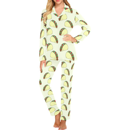 Taco Pattern Print Design TC05 Women's Long Pajama Set