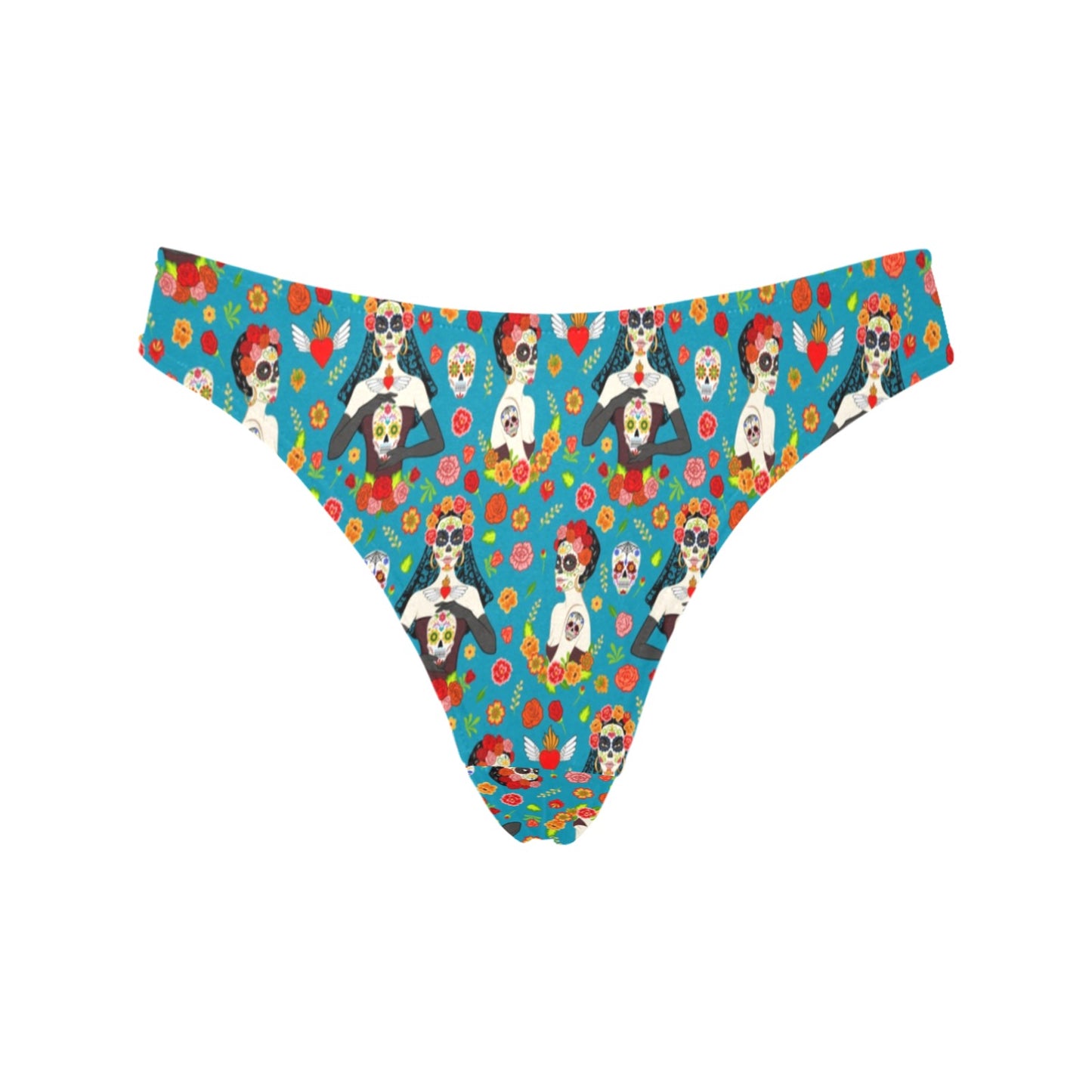 Day of the Dead Old School Girl Design Women's Thongs