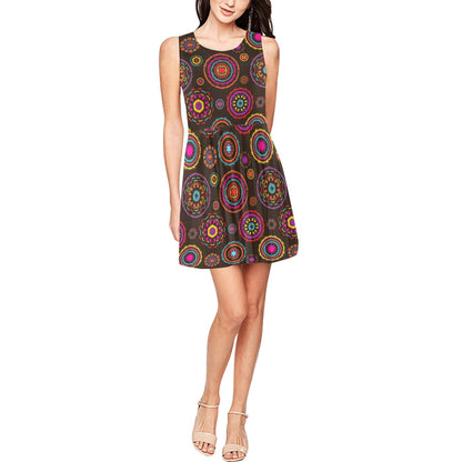 Bohemian Pattern Print Design 01 Sleeveless Dress