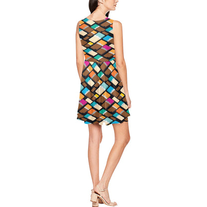 Chocolate Pattern Print Design 02 Sleeveless Dress