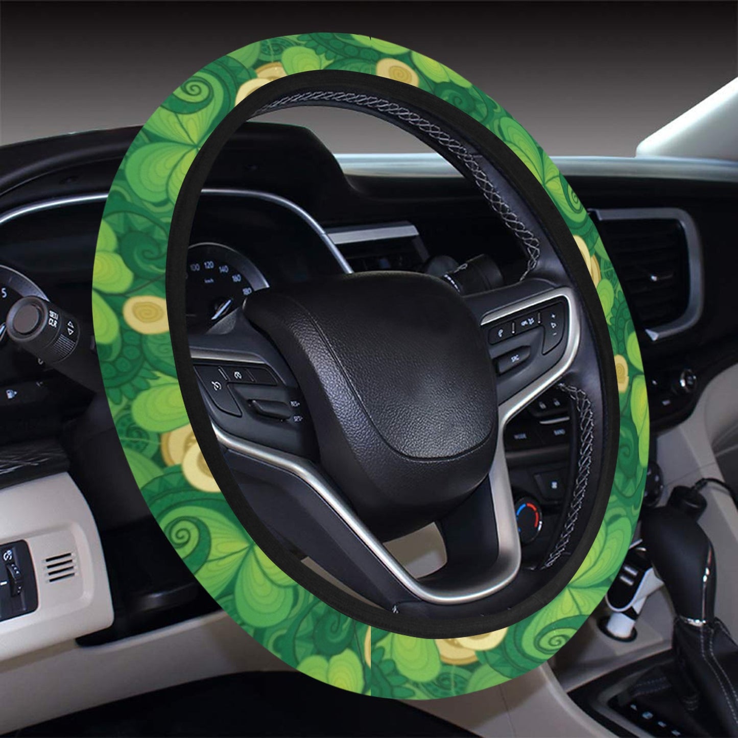Shamrock Print Design LKS301 Steering Wheel Cover with Elastic Edge