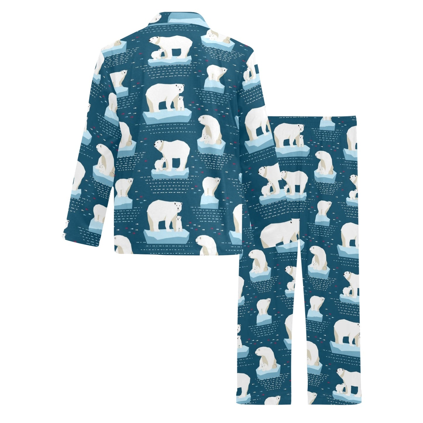 Polar Bear Pattern Print Design PB02 Men's Long Pajama Set