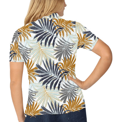 Colorful Tropical Palm Leaves Women's Polo Shirt