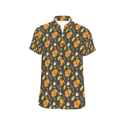 Squirrel Print Design LKS301 Men Short Sleeve Button Up Shirt