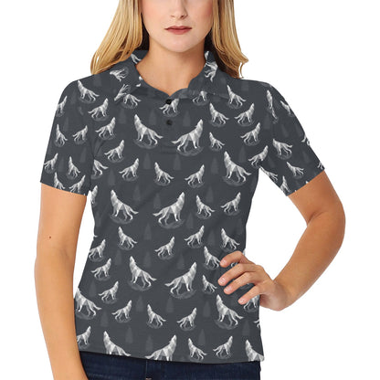 Wolf Print Design LKS303 Women's Polo Shirt