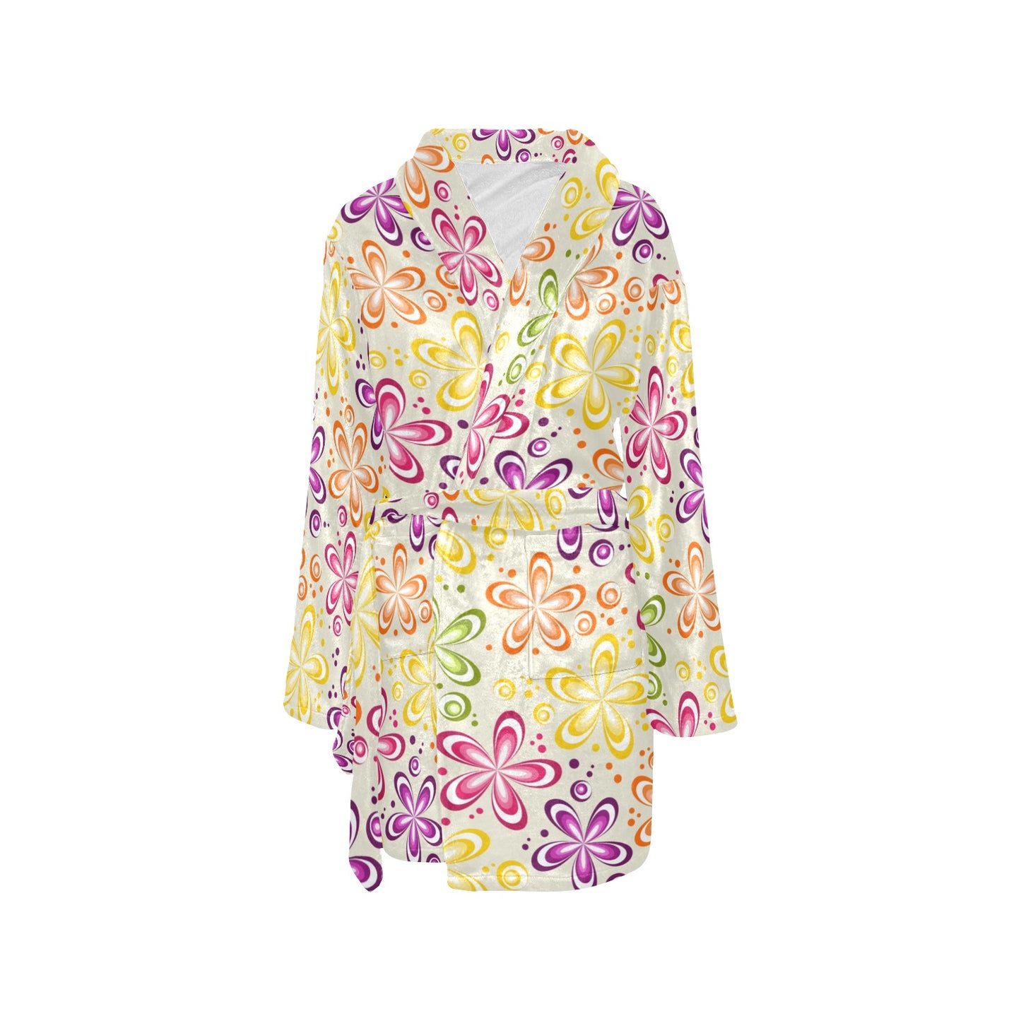 Flower Power Colorful Design Print Women's Fleece Robe