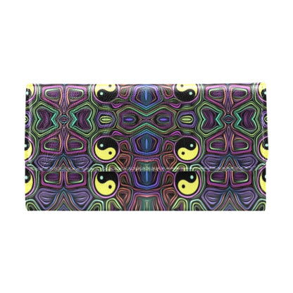 Yin Yang Neon Color Design Print Women's Trifold Wallet