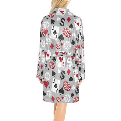Casino Pattern Print Design 01 Women's Fleece Robe