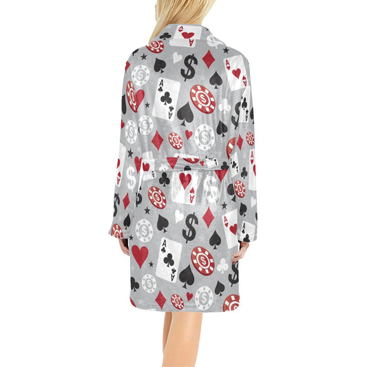 Casino Pattern Print Design 01 Women's Fleece Robe
