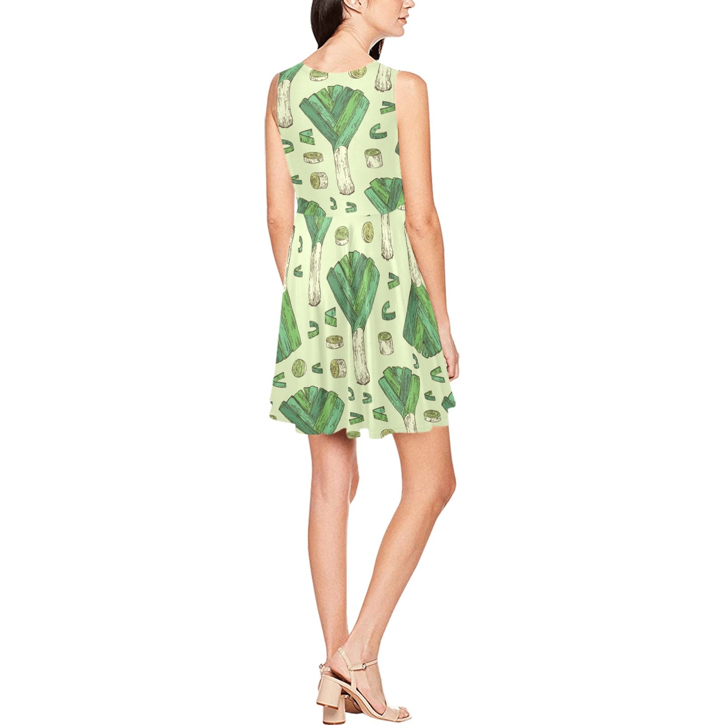 Leek Pattern Print Design 04 Sleeveless Dress
