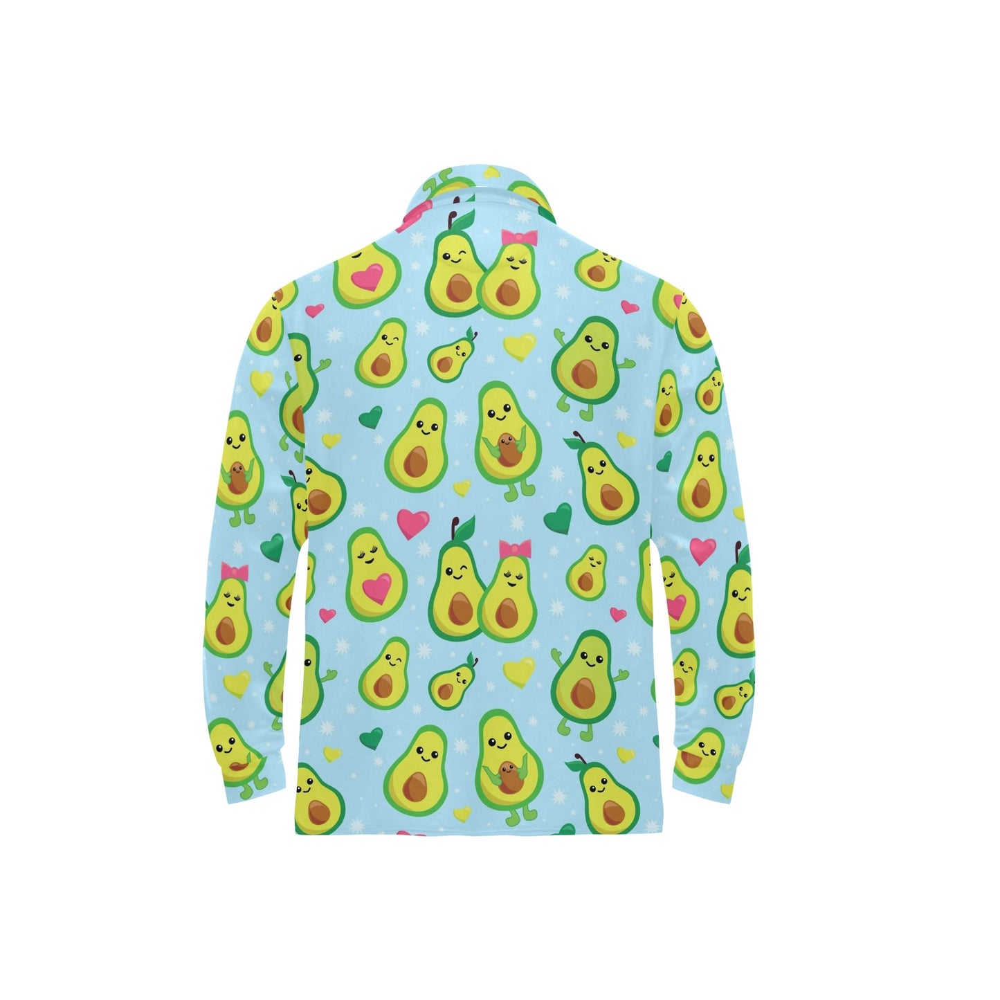 Avocado Pattern Print Design AC09 Long Sleeve Polo Shirt For Men's
