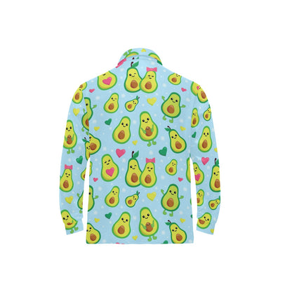Avocado Pattern Print Design AC09 Long Sleeve Polo Shirt For Men's