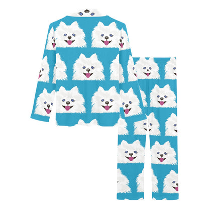 Pomeranians Pattern Print Design A05 Women's Long Pajama Set