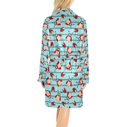 Ladybug Happy Print Pattern Women's Fleece Robe