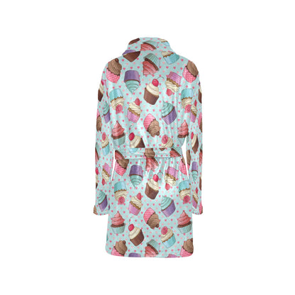 Cupcakes Fancy Heart Print Pattern Women's Fleece Robe