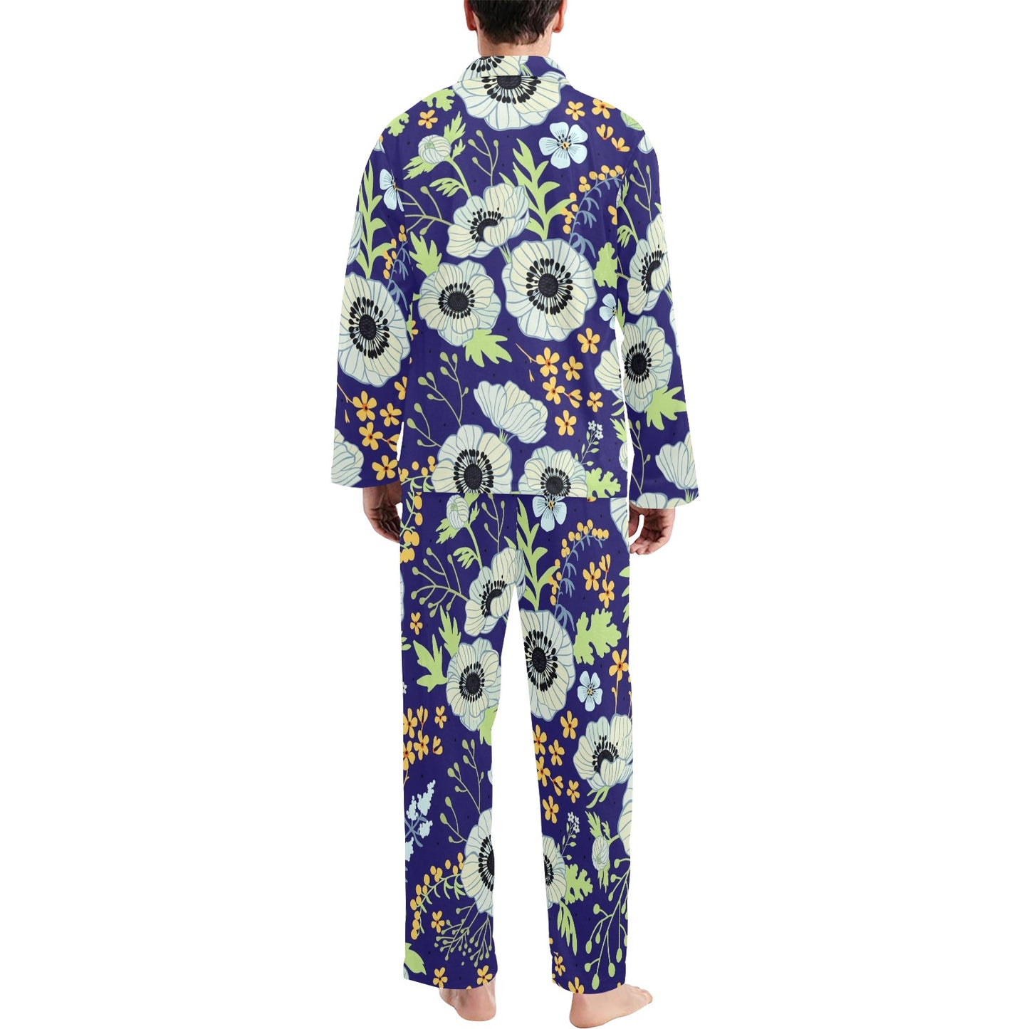 Anemone Pattern Print Design AM06 Men's Long Pajama Set