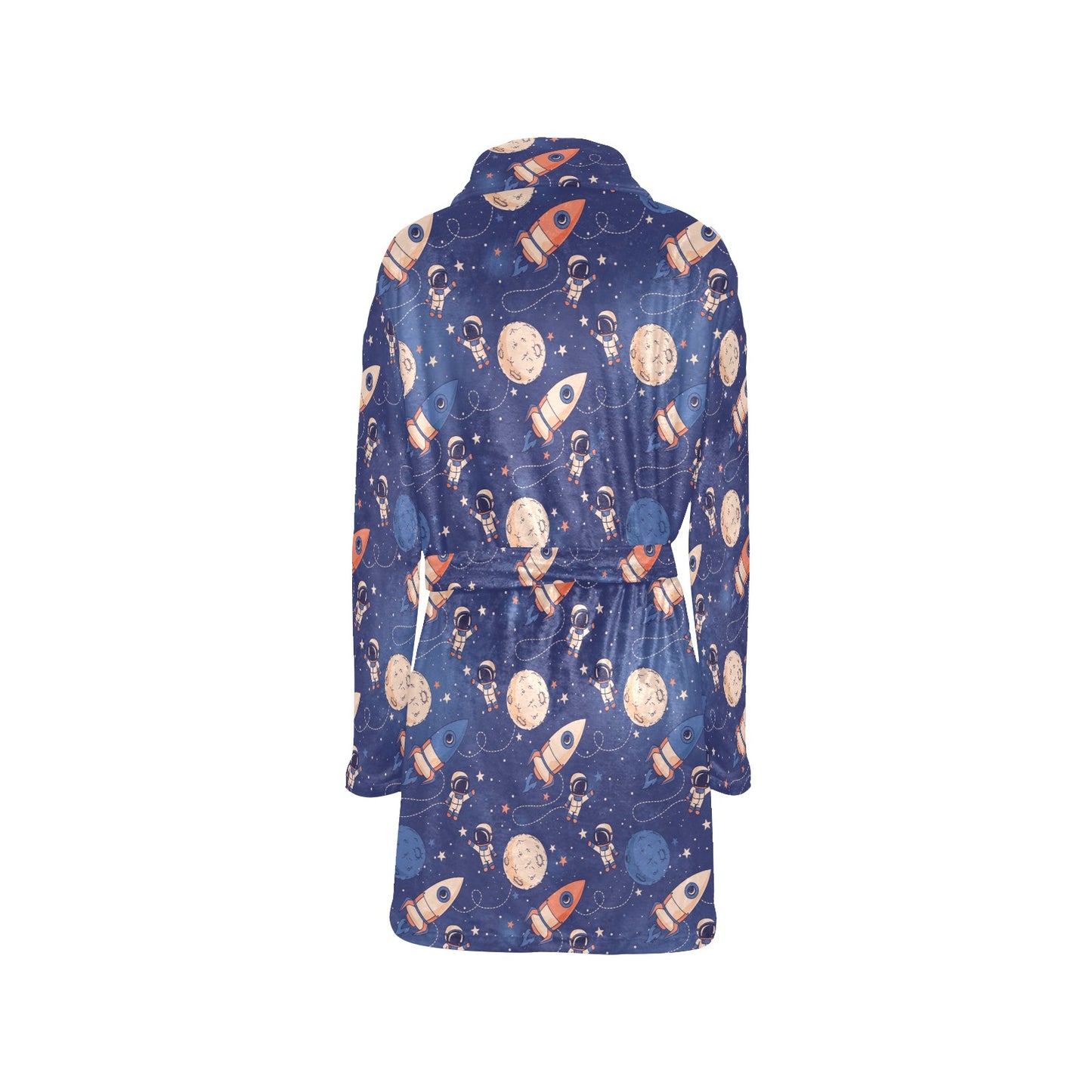 Space Astronaut Rocket Print Design LKS304 Women's Fleece Robe