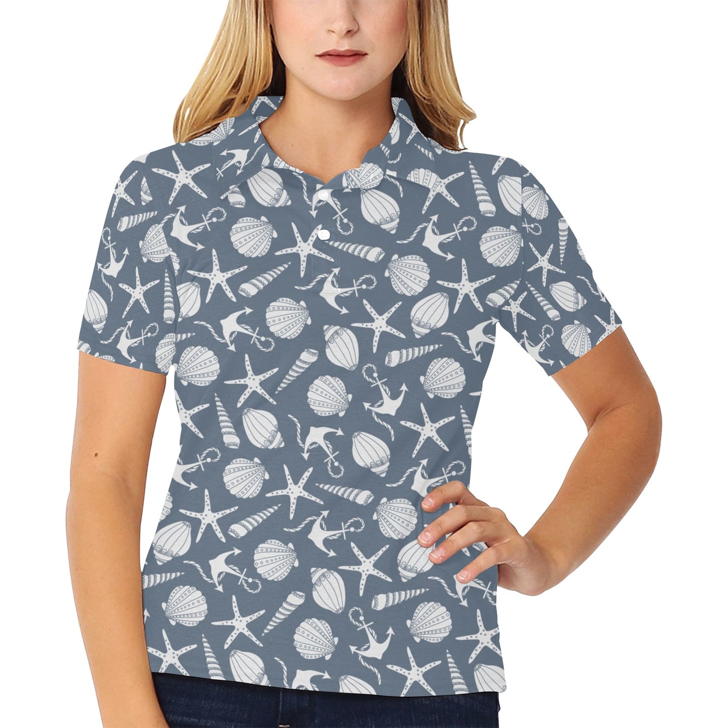Seashell Print Design LKS306 Women's Polo Shirt