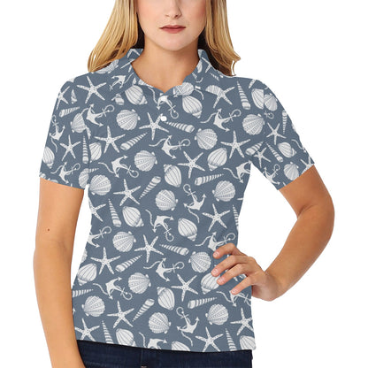 Seashell Print Design LKS306 Women's Polo Shirt