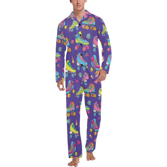 Roller skate Colorful Pattern Print Design A05 Men's Long Pajama Set