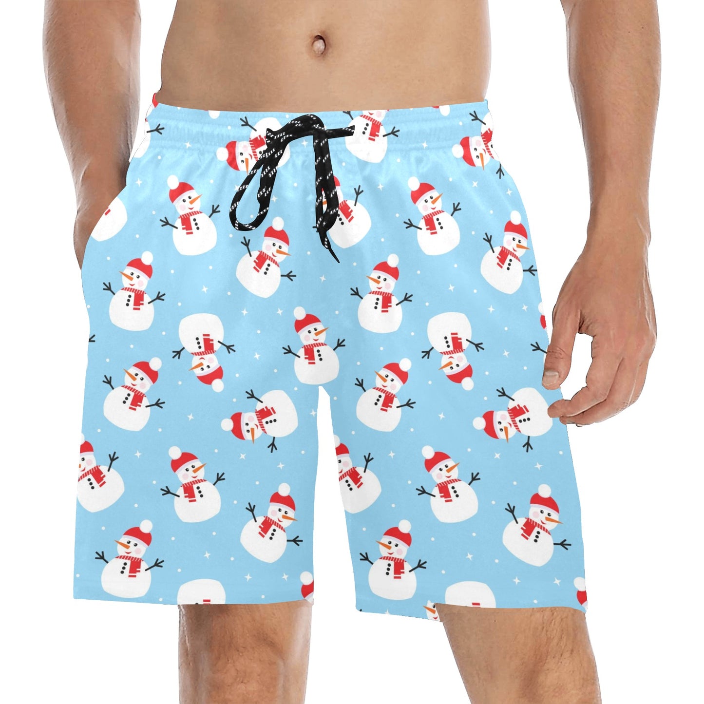 Snowman Print Design LKS305 Men's Swim Trunks Beach Shorts