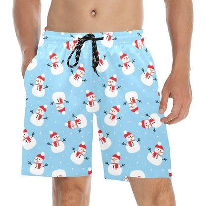 Snowman Print Design LKS305 Men's Swim Trunks Beach Shorts