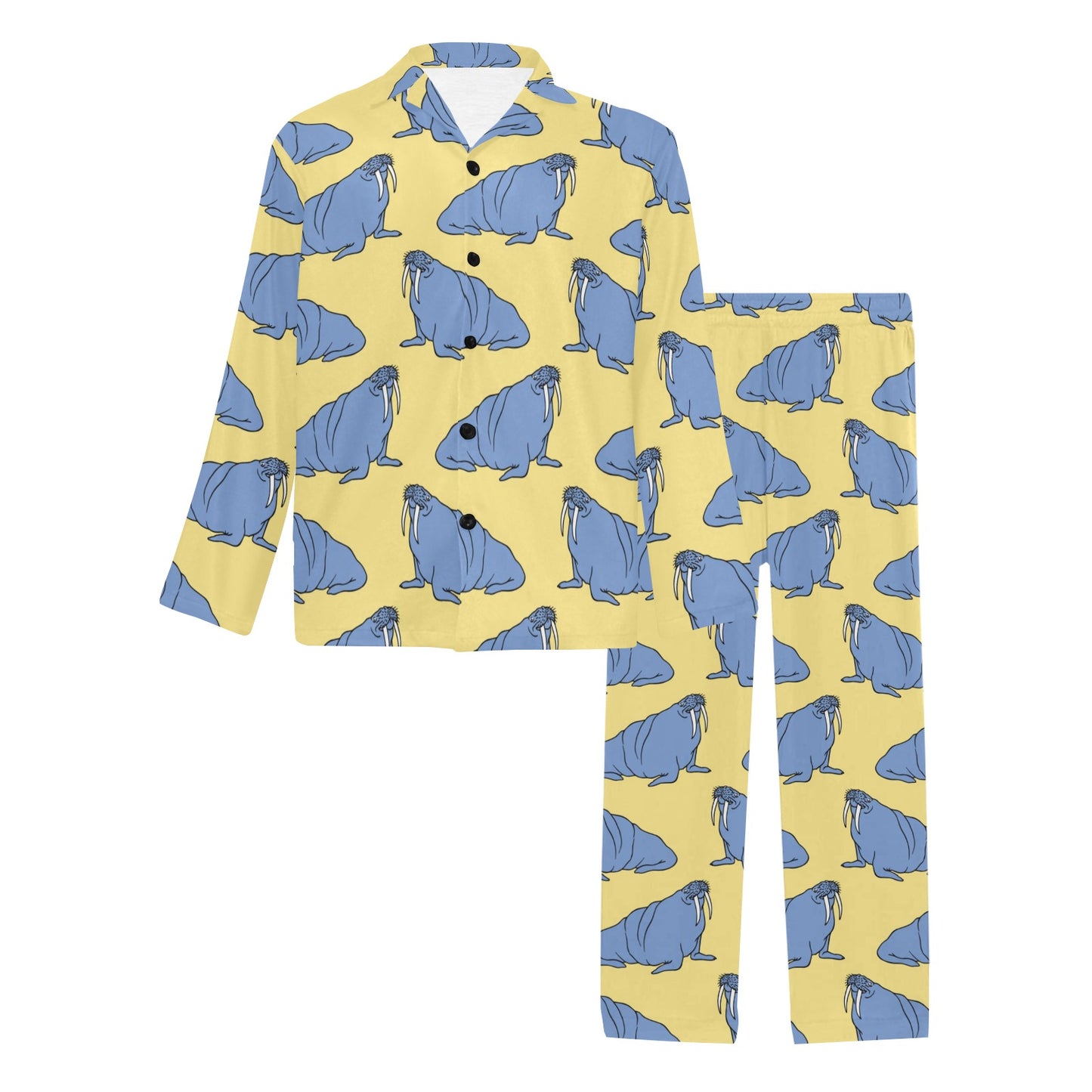 Walrus Pattern Print Design 02 Men's Long Pajama Set