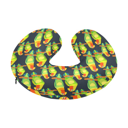 Lovebird Pattern Print Design 01 U-Shaped Travel Neck Pillow