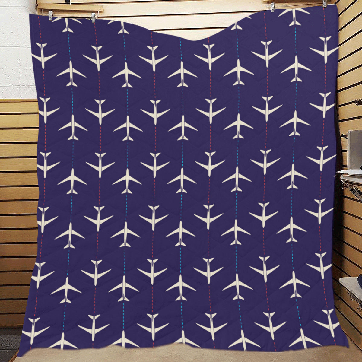 Airplane Pattern Print Design 03 Premium Quilt