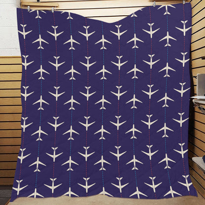Airplane Pattern Print Design 03 Premium Quilt
