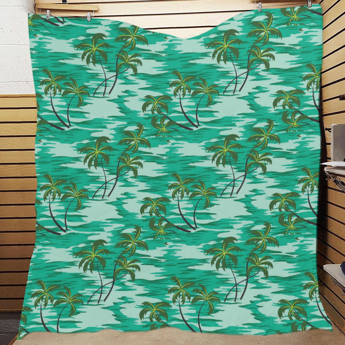 Palm Tree Pattern Print Design A01 Premium Quilt
