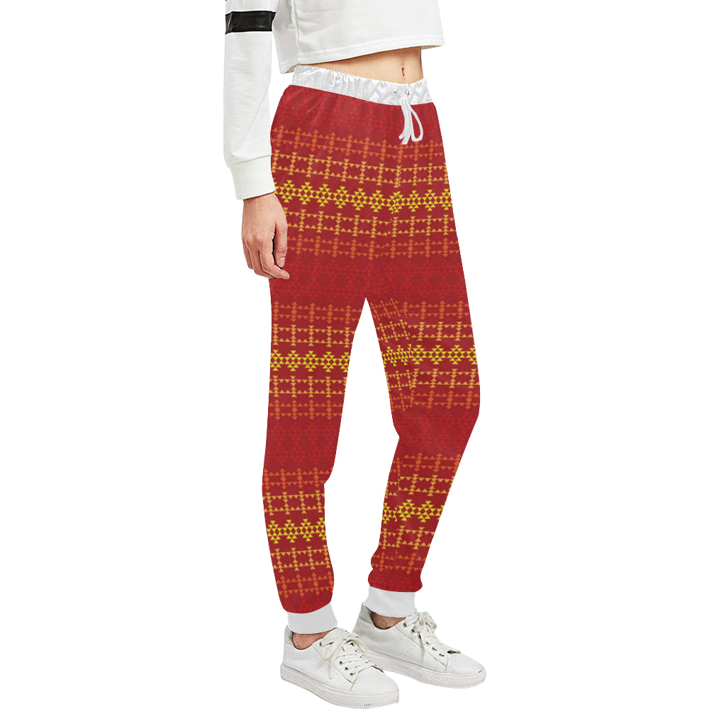 Southwest Red Gold Design Themed Print Unisex Sweatpants