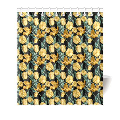 Elegant Yellow Tulip Print Shower Curtain