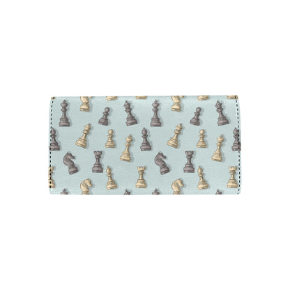 Chess Pattern Print Design 02 Women's Trifold Wallet