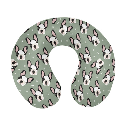 Boston Terrier Pattern Print Design 05 U-Shaped Travel Neck Pillow