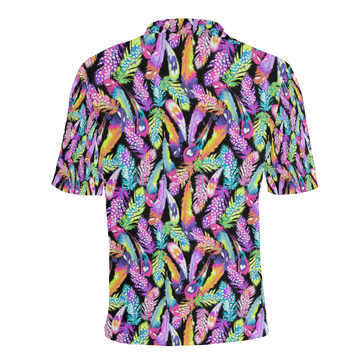 Neon Feather Pattern Print Design A02 Men Polo Shirt