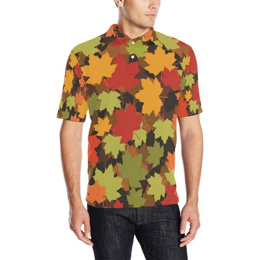 Maple Leaf Pattern Print Design 05 Men Polo Shirt