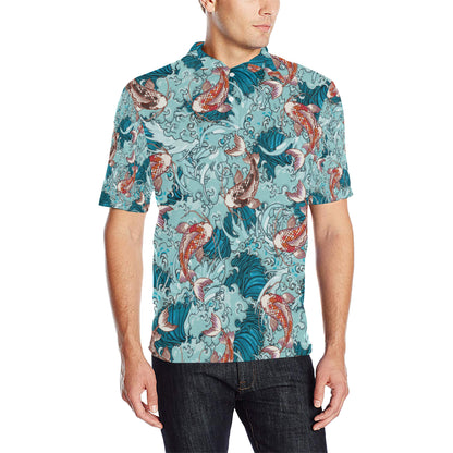 KOI Fish Pattern Print Design 05 Men Polo Shirt