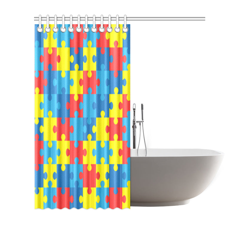 Autism Awareness Puzzles Design Print Shower Curtain